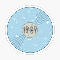 an old record sticker with the number 1989 on it and birds flying in the background