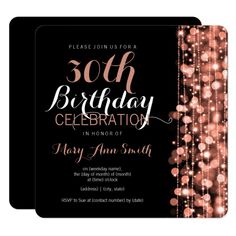 an elegant birthday party with lights and sparkles on the black background is featured in this card