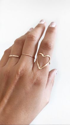 Open Heart Ring Rose Gold Heart Ring 14K Gold Heart Ring | Etsy Heart Ring Gold, Rose Gold Heart Ring, Ring Heart Shape, Heart Shape Ring, Open Heart Ring, Friend Rings, Gold Heart Ring, Ring Heart, Heart Shaped Rings