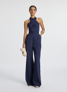 Murphy II Stretch Linen Jumpsuit Blue Jumpsuits Outfit, Semi Formal Wedding Attire, Jumpsuit Outfit Wedding, Cocktail Wedding Attire, Formal Wedding Attire, Raffia Clutch, Semi Formal Attire, Jumpsuit Navy Blue, Formal Jumpsuit