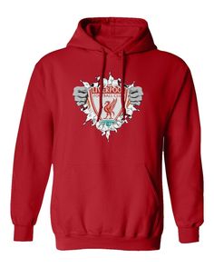 Fast Shipping Hassle Free Return Money Back Guarantee Satisfaction Guarantee Liverpool Football Club Super Hero Soccer Men's Hooded Sweatshirt Description All of our hoodies are brand new and made to order. They are printed in our New York facilities with love and passion.  We use various printing methods to ensure you the high quality, long lasting garments you or your loved ones deserve.         We carry sizes from Youth Small to Adult-5XL in hooded sweatshirts (depending on the design). You can refer to "SPECS & SIZING" to get accurate information regarding the sizes of the garments we use.  This design is also available and printed on different types of garments in our store.If you would like this graphic printed on a different type of garment than a hoodie, please make sure to check o Hooded Sweatshirt With Graphic Print For Fans, Red Graphic Print Hoodie For Fans, Sports Season Fan Apparel Hooded Sweatshirt, Fan Apparel Fleece Hoodie With Graphic Print, Hooded Sweatshirt For Fan Merchandise, Sports Season Fan Apparel Hoodie, Fan Apparel Hoodie For Sports Season, Fan Gear Long Sleeve Hoodie With Logo Print, Fan Apparel Hoodie With Graphic Print