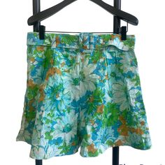 Colorway - Blue Green Floral. High Waist Silhouette. Hidden Side Zipper. Functional Pockets. Matching Belt. New With Tags. Multicolor Summer Bottoms For Daywear, Green Floral Print Shorts For Spring, Green Floral Print Short Bottoms, Blue Shorts For Spring Daywear, Green Daywear Shorts For Spring, Green Shorts For Daywear In Spring, Green Shorts For Spring Daywear, Blue Floral Print Shorts For Spring, Green Floral Print Shorts For Day Out