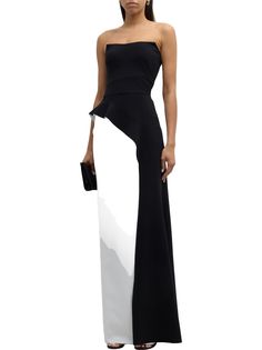 Chiara Boni La Petite Robe Two-tone Column Gown Chiara Boni, Layered Skirt, Side Zipper