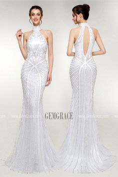 Fitted Backless Evening Dress For Banquet, Fitted Mermaid Banquet Dress, Formal White Fishtail Dress, White Fishtail Formal Dress, White Fitted Mermaid Dress For Banquet, Fitted Mermaid Dress With Mermaid Hem For Wedding, Fitted White Mermaid Dress For Banquet, Fitted Mermaid Gown For Banquet, Fitted Mermaid Dress With Sweep Train For Wedding