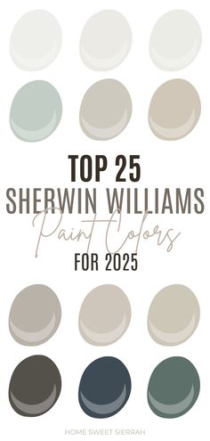 the top 25 sherwinn williams paint colors for 205