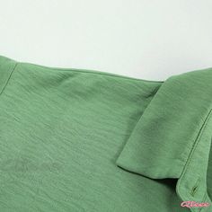 Avocado Green Collared Shirt with Pleated Detail - Casual Long Sleeve Casual Solid Color Green Shirt, Casual Green Solid Color Shirt, Casual Solid Green Shirt, Green Collared Shirt Solid Color, Green Collared Shirt With Solid Color, Casual Green Plain Shirt, Green Button-up Solid Color Top, Green Collared Solid Color Blouse, Green Solid Color Button-up Top