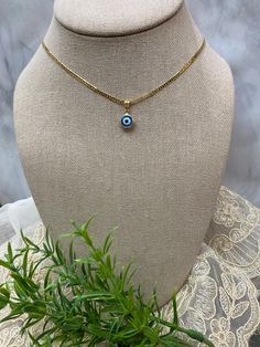 "Beautiful evil eye necklace. 18k gold filled Tarnish free 💯 hypoallergenic Available in 16\" and can be ajusted to 18\", 20\",22\"" Winston Salem Nc, Simple Hoop Earrings, Gold Filled Hoops, Winston Salem, Evil Eye Necklace, Eye Necklace, Gold Hoops, Wedding Necklace, Evil Eye