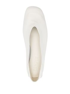 Camper Casi Myra Leather Ballerina Shoes - Farfetch White Leather Ballet Flats, White Ballet Flats With Leather Sole, Luxury Cream Ballet Flats With Leather Sole, Camper Ballerina Flats, White Leather Sole Slip-on Flats, Flat Pumps, Versace Outfit, Chanel 2, Yoko London