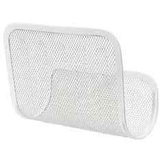 two white metal mesh wall hooks on a white background, one has a hole in the middle