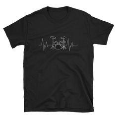 Drummer Shirt, Drummer Gift, Band Shirt, Music Shirt, Drum Shirt, Drum Player Shirt, Drumming Shirt, Drummer Tee, Drum Heartbeat This high-quality unisex shirt is very comfortable and soft, and looks great on both Men & Women! It makes for a great staple t-shirt. It's made of a thicker, heavier cotton, but it's still soft. And the double stitching on the neckline and sleeves add more durability to what is sure to be a favorite! For sizing, please kindly see the sizing chart on the second ima Short Sleeve Band Logo Shirt, Music-themed, Music-themed White Short Sleeve Shirt, Black Short Sleeve Music-themed Shirt, Music-themed Graphic Print Short Sleeve Shirt, Black Music-themed Short Sleeve Shirt, Music-themed Band Logo Tops With Short Sleeves, Boy 16th Birthday, Drummer Gifts, Band Shirt