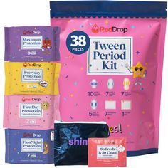 PRICES MAY VARY. Ready for Anything: Our RedDrop period kits for girls 10-12 are packed with leakproof, multi-absorbency pads to ensure your tween feels super supported, whether she's at school or playing sports. Just Her Size: Regular pads can be a drag. That’s why our girls first period kit is perfectly sized for tweens. They're comfy, absorbent, and just right for young movers and shakers! 38-Piece Period Pack: Everything she needs in one fab kit! 10 everyday pads, 7 FlowDay & 7 FlowNight pad Teen Period Kit, Period Pack, Period Essentials, Period Starter Kit, Maxi Pads, First Period Kits, Feminine Wipes, Vacation Checklist, Period Kit