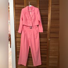 This Is A Nwt Pink Suit By Venus Size Is 10 But The Waist Of The Pants Are More Like A Size 6-8 Great For Someone With A Small Waist With Size 10 Buns (Sorry) Casual Pink Spring Pantsuit, Spring Pink High-waisted Pantsuit, Casual Pink Pantsuit For Spring, Pink High-waisted Pantsuit For Spring, Casual Pink Pantsuit For Work, Spring Day Out Fitted Pantsuit, Casual High-waisted Spring Pantsuit, Night Out Tops, Green Jumpers