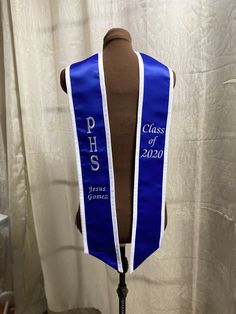 Custom personalized Embroidered Graduation Chiseled Stole Send me a message with your STOLE design to give you a price. Listing Pictures Are Only SAMPLES of previous work. 2 Lines would be 1 text Text Sample are as follows: School Initials Vertical Max 5 Letters School Name Your Name Major Class Year 1 Logo simple logos only. (additional logos are extra cost.) -Your Choice of Stole Color - Your choice of Edge Color - Your choice of Thread Color for Embroidery. -Message me for any particular colo Custom Graduation Stole, Letter School, Roman Fonts, Graduation Stole, School Logo, Class Of 2020, Hair Ponytail Styles, Personalized Embroidery, Simple Logo