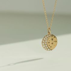 Waning Crescent Moon Necklace, Sofia Zakia Waning Crescent Moon, Crescent Jewelry, Waning Crescent, Sofia Zakia, Traditional Wedding Jewellery, Diamond Cross Necklace Gold, Double Horn Necklace, Moon Phases Necklace, Diamond Evil Eye