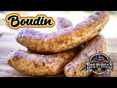 several sausages stacked on top of each other with the words boudin above them