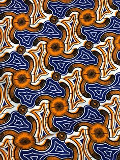 an orange and blue pattern with circles on it