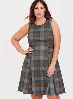 Outlander Mackenzie Plaid Skater Dress, PLAID Plaid Skater Dress, Fashion Week Aesthetic, Dress Work Outfit, Lace Fancy, Affordable Plus Size Clothing, Black Short Sleeve Dress, Knit Wrap Dress, Cloth Dress, Dress Princess