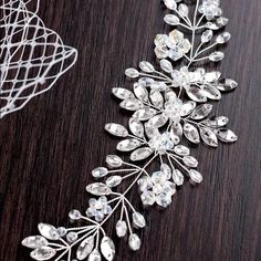 Ridal Hair Comb Wedding Crystal Vine Leaf Long Flower Crystal Bling Bridal Hair Bands, Handmade Tiaras, Pearl Bridesmaid Jewelry, Beach Jewelry Boho, Bridal Jewelry Necklace, Crystal Headband, Rhinestone Headband, Rhinestone Wedding, Hair Jewelry Wedding