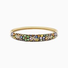 Effy Watercolors 14K Yellow Gold Multi Sapphire & Diamond Bangle, 7.89 | effyjewelry.com Multicolor Multi-stone 14k Gold Bracelets, Fine Jewelry Multicolor Wedding Bracelet, Multicolor Fine Jewelry Bracelet For Wedding, Multicolor Bangle Bracelets For Anniversary, Elegant Multicolor Gold Bangle Bracelet, Multicolor 14k Gold Bracelets For Formal Occasions, Multicolor Multi-stone Round Diamond Bracelet, Multicolor Multi-stone Diamond Bracelet, Multi Sapphire