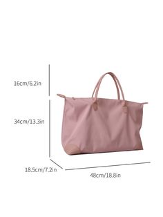 This chic and stylish minimalist nylon tote bag is designed specifically for women. Made from durable nylon fabric, it is lightweight and perfect for everyday use. The minimalist design is both fashionable and functional, making it a must-have accessory for any modern woman. Upgrade your style game with this versatile tote bag. Color : Pink Style : Casual, Elegant Type : Shoulder Tote Bag Bag Size : Oversized Pattern Type : Plain Closure Type : Zipper Features : Foldable Material : Polyamide Composition : 100% Nylon Size Bag Height Bag Length Bag Width Handle Height one-size 34 48 18.5 16 Solid Color Travel Bag With Zipper For Daily Use, Solid Travel Bag With Zipper Closure For Daily Use, Lightweight Nylon Shoulder Bag For Everyday Use, Trendy Nylon Shoulder Travel Bag, Trendy Nylon Travel Shoulder Bag, Versatile Solid Color Nylon Shoulder Bag, Solid Nylon Rectangular Bag, Trendy Nylon Bags In Solid Color, Solid Rectangular Nylon Bag