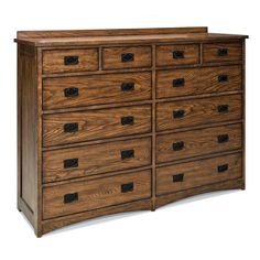 Intercon Oak Park Bedroom Mission Oak Park Dresser | Mission OP-BR-5812-MIS-C OP-BR-5812-MIS-C Bedroom Needs, 12 Drawer Dresser, Mission Oak, Home Furnishing Stores, Dovetail Joinery, Old Bricks, Furniture Market, Oak Park, Wood Dresser