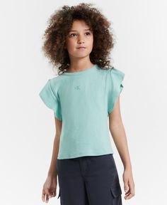 in stock Calvin Klein Solid Tops For Summer, Calvin Klein Summer Tops, Trendy Calvin Klein Tops For Spring, Trendy Green Flutter Sleeve Tops, Green Casual Flutter Sleeve Top, Spring Calvin Klein Solid Color Tops, Casual Green Top With Flutter Sleeves, Calvin Klein Solid Color Spring Tops, Calvin Klein Solid Tops For Spring