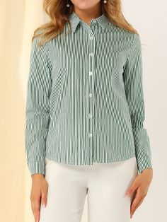 Shop Allegra K for striped button down roll-up long sleeve point collar shirt you are looking for, get more women's shirts for yourelf. Order now! Free Returns! Leggings And Socks, Curvy Leggings, Button Up Long Sleeve, Roll Up Sleeves, Sunday Brunch, Collar Shirt, Women's Shirts, Womens Clothing Sizes, Chic Woman