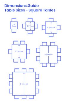 the table sizes are shown in blue and white, with measurements for each square area