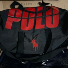 Polo Ralph Lauren Black Red Bag Nwot Follow Me & Turn On Notifications For More Polo By Ralph Lauren, Jordan’s, And Nike’s. Follow Us On Ig @Thepolocrews @Flairjordans23 @Lolospolos @Ipoloeyepolo @Realflykicks @Flairjordanskicks4chicks @Thepoloniche @Thepolobearmarket Black Tote Bag With Logo, Red Travel Bags With Logo, Red Logo Shoulder Bag, Red Shoulder Bag With Logo, Red Tote Bag With Logo, Red Shopping Bag With Logo, Red Shopping Bags With Logo, Black Shoulder Bag With Logo For Errands, Casual Black Bags With Logo