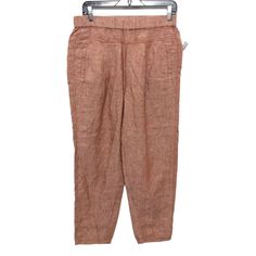 Brand: ANTHROPOLOGIE Style: PANTS LINEN Color: ORANGE Size: S Other Info: BY HEI HEI. LINEN SKU: 293-29312-79010 CONDITION: GENTLY USED Relaxed Fit Brown Bottoms For Spring, Brown Linen Bottoms For Spring, Brown Tapered Leg Pants For Spring, Spring Brown Tapered Leg Pants, Brown Linen Spring Pants, Athletic Swim, Anthropologie Style, Pants Linen, Designer Flats