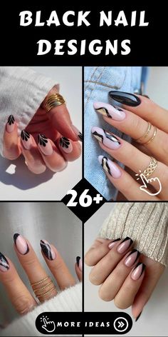 Nail Designs Black, Classy Black Nails, Black Chrome Nails, Nude Polish, Matte Black Nails, Black Nail Art, Black Nail Polish