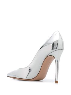 Find GIANVITO ROSSI Gianvito 105mm Metallic-effect Pumps on Editorialist. silver-tone leather silver-tone leather metallic finish pointed toe slip-on style 105mm stiletto heel branded leather insole Grey Pumps, Metallic Pumps, Fringed Belt, Chain Strap Bag, Oversized Tote Bag, Silver Pumps, Gold Pumps, Floral Shoes, White Pumps