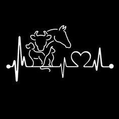 a cow and calf are depicted on a black background with a heartbeat in the shape of a heart