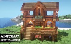 a minecraft survival house is shown in this image