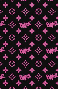 a black background with pink and white logos on it, including the word bonz