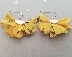 Yellow Flower Hoop Earrings For Gift, Yellow Flower-shaped Hoop Earrings Gift, Yellow Flower Shaped Hoop Earrings As Gift, Summer Yellow Hoop Earrings As Gift, Yellow Hoop Earrings As Summer Gift, Yellow Hoop Earrings As A Summer Gift, Yellow Hoop Earrings For Summer Gift, Handmade Yellow Flower Earrings For Wedding, Yellow Drop Hoop Earrings As Gift