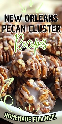 New Orleans Pecan Cluster Sea Salted Praline Pecan Clusters, Pecan Clusters Easy, New Orleans Pecan Clusters, Recipes Using Pecans, Butter Toffee Pecans, Pecan Goodies, Pecan Divinity, Pecan Clusters Recipe, Pecan Clusters