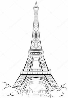 the eiffel tower in paris, france on a white background stock photo 5479