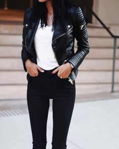 Leather Jacket Outfit Spring, Stylish Spring Outfit, Classic Thanksgiving, Best Leather Jackets, Thanksgiving Outfits, Looks Black, Outfit Women