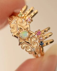 Artifact 06: The North Star in Opal Ring – Sermez.com Spiritual Multi-stone Opal Ring, North Star Ring, Six Pointed Star, Opal Diamond Ring, The North Star, Rainbow Opal, Guiding Light, Star Ring, Opal Ring