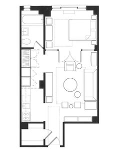 the floor plan for an apartment with one bedroom and two bathrooms, including a living room