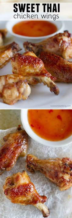 chicken wings with dipping sauce on the side