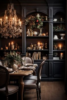 christmas decor ideas christmas fireplace decor ideas christmas decor ideas diy christmas tree ideas home inspo home decor ideas home aesthetic kitchen aesthetic Academia Aesthetic Home Decor, Dining Room Gothic, Dark Cottage Core Dining Room, Moody Foyer, Dark Academia Dining Room, Moody Dining Room Ideas, Moody Dining Room, Pinterest Kitchen, Tree Decoration Ideas