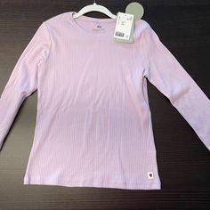 New With Tags Big Girls Tshirt With Long Sleeve. Size 10us. H&m Casual Pink Tops, Casual Pink H&m Top, Casual Lavender Long Sleeve Top, Lavender Long Sleeve Casual Top, Basic Long Sleeve Pink T-shirt, H&m Long Sleeve Pink Tops, H&m Pink Long Sleeve Tops, Basic Long Sleeve Purple Top, Basic Lavender Cotton Top