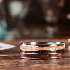 a close up of a ring on a table