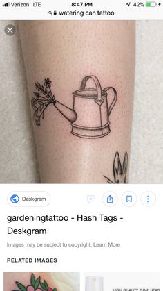 an image of some tattoos on someone's leg and the words gardeniato hash tags