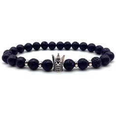 Not only does the Luxury Crown with Lava Stone Bracelet look great and make the perfect gift for someone. Lava Stones are wonderful for calming the emotions and is the only rock to come from nothing but fire and thus providing strength and power. It can teach you to ignite the fire within you and allow your true expression to show. It benefits from the Root Chakra which helps you feel grounded, stable and secure and helps us propel forward in life. Or simply Buy it today if you wish to make a fa Hand-strung Lava Stone Bracelets For Gift, Hand-strung Lava Stone Bracelets As Gift, Lava Stone Bracelet Jewelry Gift, Hand-strung Lava Stone Bracelet For Gift, Gift Bracelets With Natural Lava Stones, Lava Stone Bracelets With Natural Stones For Gift, Adjustable Lava Stone Stretch Bracelet Gift, Spiritual Lava Stone Stretch Bracelet Gift, Adjustable Silver Lava Stone Bracelets