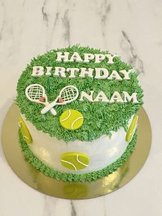 Wimbledon green, yellow and white tennis themed birthday cake for Khun Naams Phuket birthday with chocolate sponge, Nutella buttercream and chocolate infusion by Passion bakery Phuket Cake Themes, 70th Birthday Cake, Tennis Aesthetic, Birthday Cakes For Men, Mini Mochila, Cakes For Men