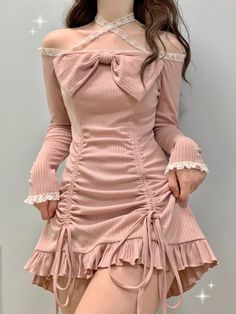 Party Mini Dresses, Dress Autumn, Kawaii Dress, Style Party, Pink Mini Dresses, Sweet Dress