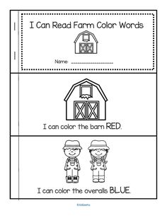 i can read farm color words worksheet for kids to practice reading and writing